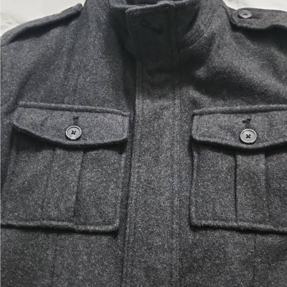 ๐ Merona Charcoal Black Wool Blend Full Zip & Button Up Winter Coat Jacket, Sz S - Picture 7 of 14